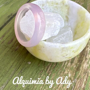 Pink crazy lace agate carved gem ring band/happy ring